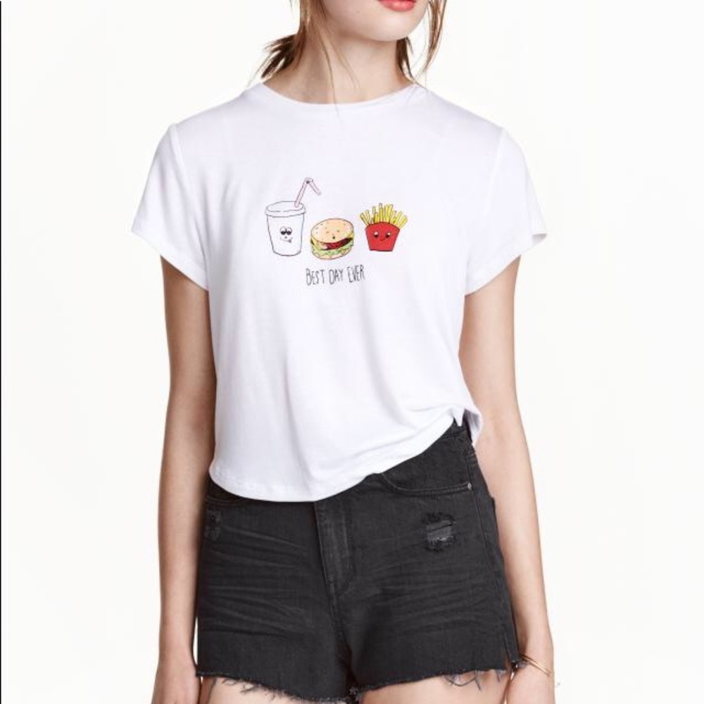 H&M fast food white top